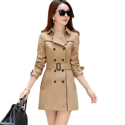 Plus Size 3xl Spring Autumn Women Trench Coat New 2018 Fashion Double