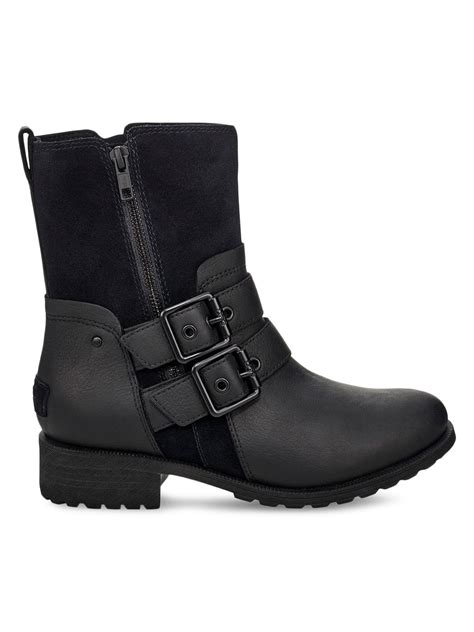Ugg Wilde Suede And Leather Combat Boots In Black Lyst