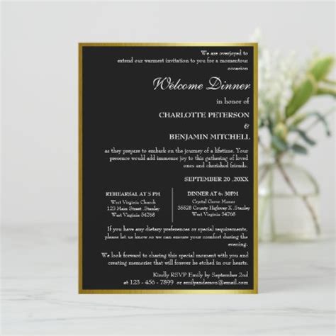 Unique Black And Gold Rehearsal Dinner Invitation Zazzle