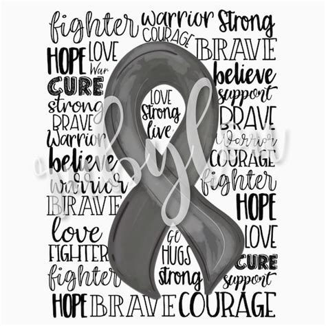 Brain Cancer Awareness Gray Ribbon Digital Download Etsy