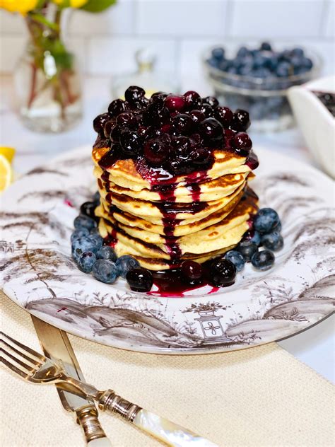 Lemon Ricotta Pancakes With Blueberry Sauce Recipe Ekubox