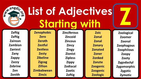 Adjectives Starting With Z Archives EngDic