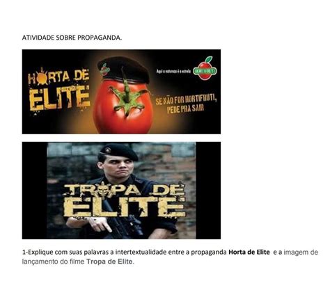 Explique Suas Palavras A Intertextualidade Entre A Propaganda Horta