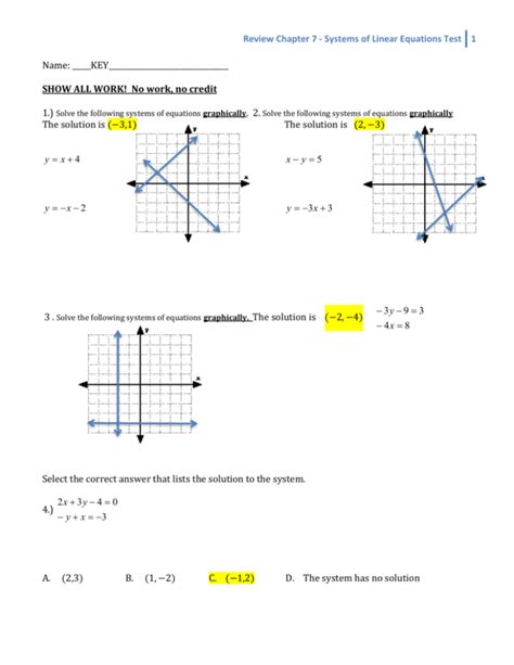 Review Chapter 7 Systems Of Linear Equations Test