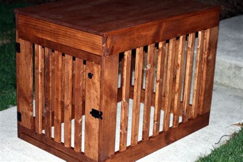 Rustic Wooden Dog Crate End Table Wood Dog Crate Solid Wood Dog Kennel Side Table Dog Furniture ...