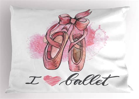 Ambesonne Ballerina Pillow Sham I Love Ballet Typography 26 X 20