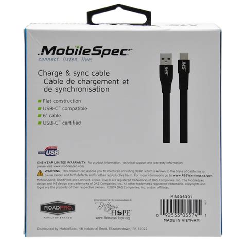 Mobilespec 6ft Usb C To Usb A 20 Braided Cable Black 480mbps Data Speed Aluminum Connector