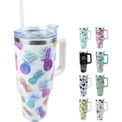 40 Oz Tumbler With Handle And Straw Stainless Steel Insulated Cup With