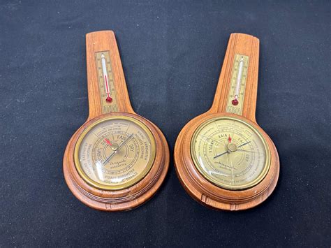 Lot 334 Two Vintage Wood Airguide Barometers Adams Northwest