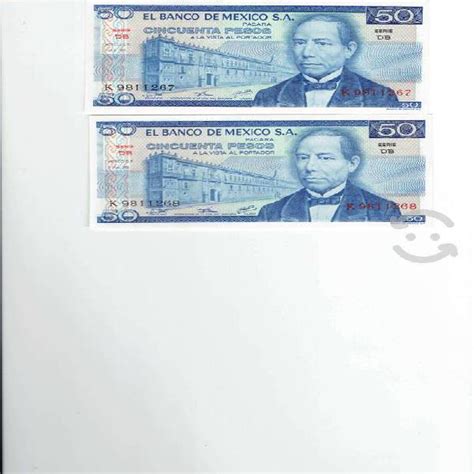 Colección Billetes 50 Pesos Benito Juarez En México Ciudad De Clasf