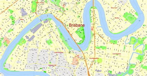 City Map Brisbane Urban Plan Detailed Illustrator Editable Street Map