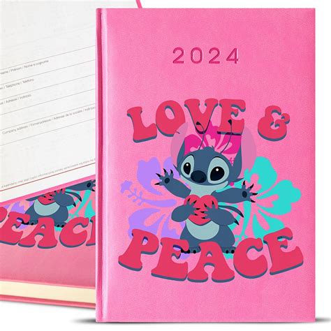 KALENDARZ TERMINARZ KSIĄŻKOWY RÓŻOWY A5 2024 LILO STICH LOVE PEACE