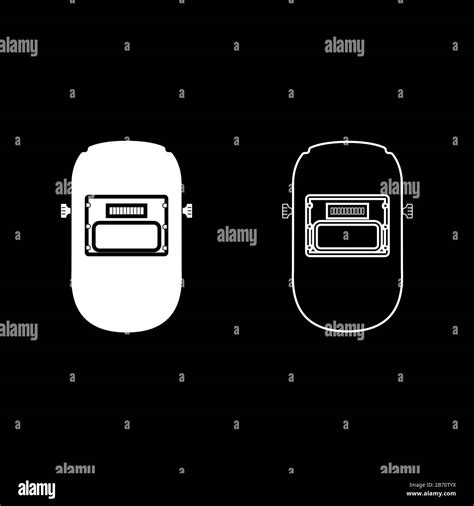 Welder Mask Icon Outline Set White Color Vector Illustration Flat Style