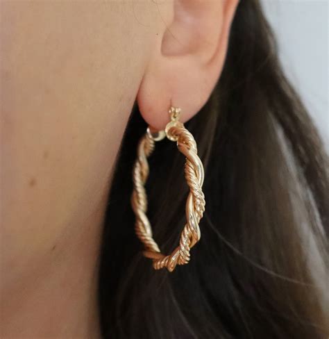 Rope Hoop Earrings Gold Hoop Earrings Gold Twisted Hoops Etsy Uk