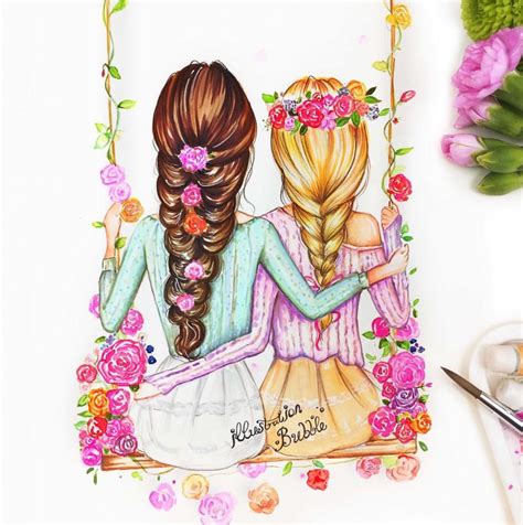 Pin By Illustrationbubble On Best Friends Forever Drawings Of Friends
