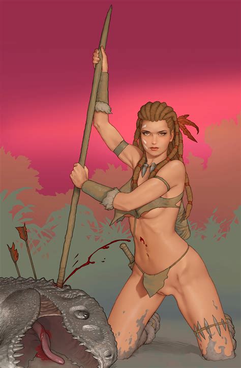 Rule 34 Bottomless Cavewoman Dreadlocks Female Loincloth Looking At Viewer Pussy Shaved Pussy