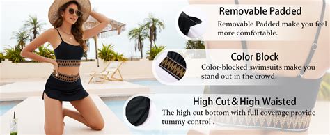 Amazon Jolefille Women Two Piece Swimsuit Swim Skirt High Waited Bikini Set Boho Teens