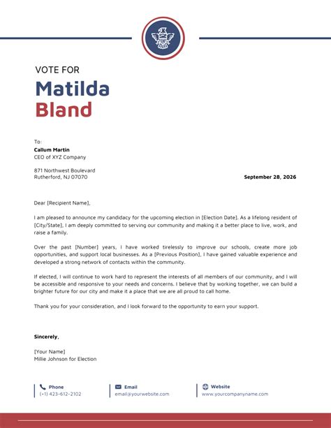 White Blue And Red Campaign Letterhead