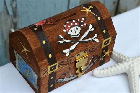 Pirate Treasure Chest Money Box Hand Painted Inside There Is