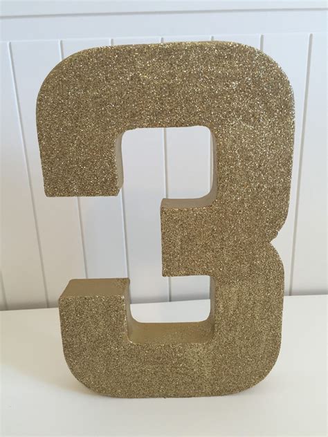 Gold Glitter Number 3 Photo Prop First Birthday