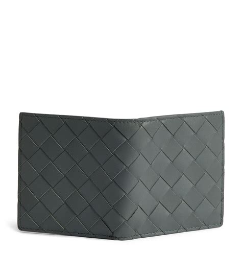 Mens Bottega Veneta Grey Leather Intrecciato Bifold Wallet Harrods