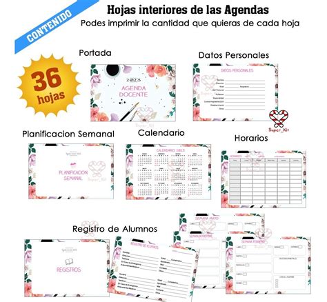 Kit Imprimible Agenda Docente 2023 Original Y Editable 2x1