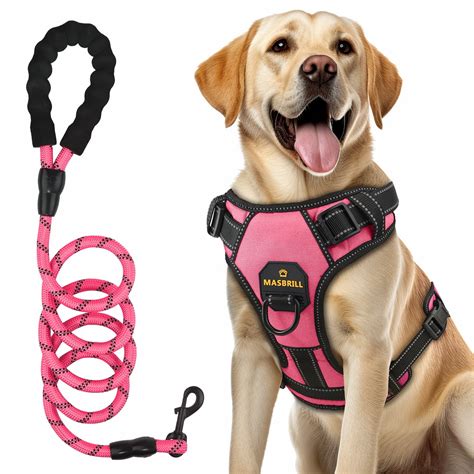 MASBRILL Dog Harness and Leash Set Reflective Adjustable Soft Padded