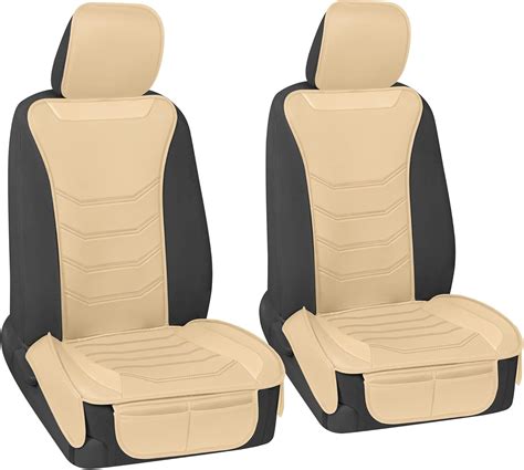 Motor Trend Luxefit Solid Beige Seat Covers For Cars Trucks Van Suv 2 Pack