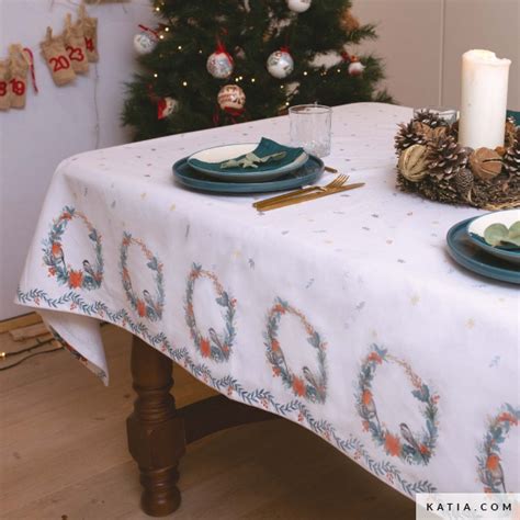 Tissu En Toile Canvas Xmas Birds Placed Automne Hiver Katia