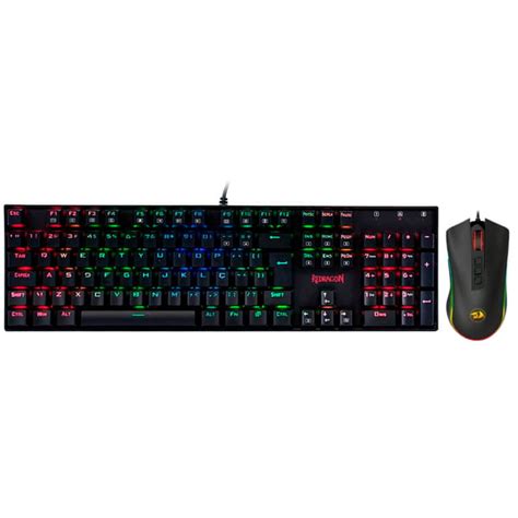 Kit Gamer Redragon Teclado Mecânico Mitra RGB Mouse Cobra Chroma