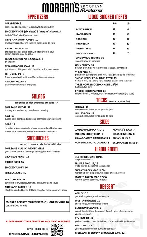 Morgan's Brooklyn Barbecue - Brooklyn menu in Brooklyn, New York, USA