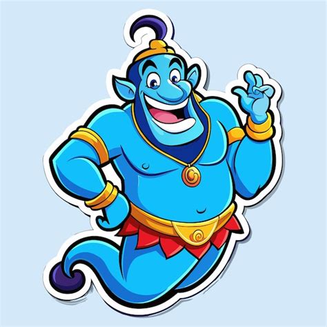 Genie Flying Out Of The Lamp Hand Drawn Sticker Icon Concept Isolated