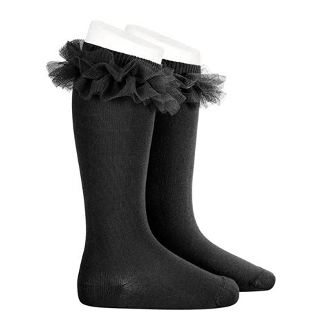 Condor Black Tulle Knee High Socks Millie And John