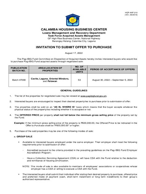 Fillable Online Pagibigfund Gov Ph Document Pdfcalamba Housing Business