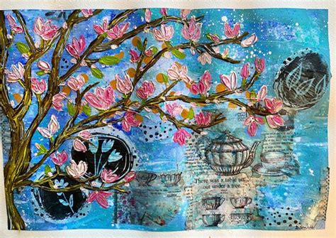 Original Art Magnolias Mixed Media Painting Alice In Etsy