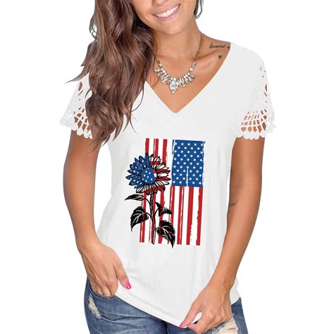 Major Savings Ganfancp Independence Day Workout Women Tops Short Sleeve