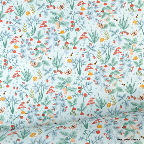 Tissu Cretonne Coton Jardinet Motif L Gumes Du Jardins Et Fleurs Oeko Tex