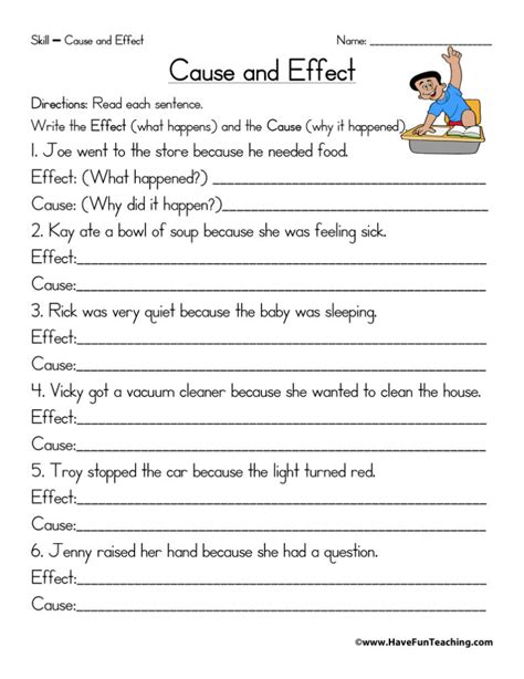 Free Cause And Effect Worksheets