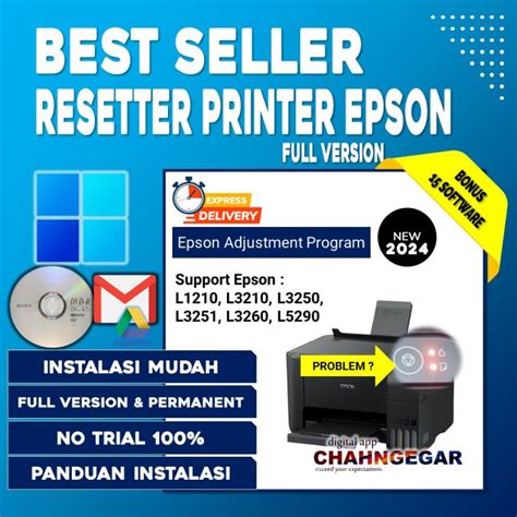 Resetter Epson L1210 L3210 L3250 L3251 L3260 L5290 Full Software Epson