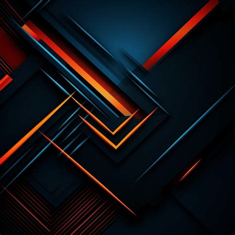 Fondo de tecnología oscura abstracta con líneas de neón naranja y roja