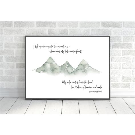 Psalm 121 I Lift Up My Eyes To The Mountain Bible Verse Print Wall Art