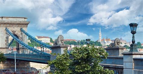 Hungarian Landmark Budapest Chain Bridge View Stock Image Image Of