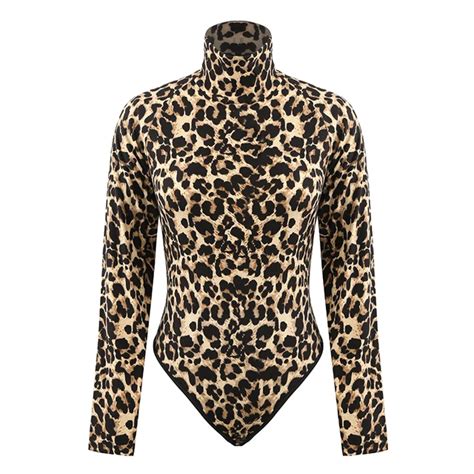 2019 Fashion Leopard Bodysuit For Women Sexy Bodycon Skinny Body Suit