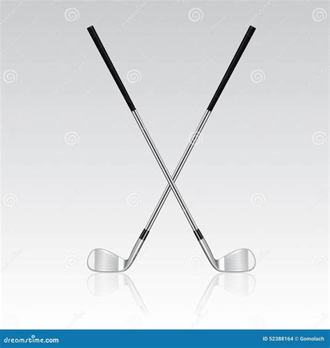 Two Crossed Golf Clubs With Reflection Stock Vector Image 52388164