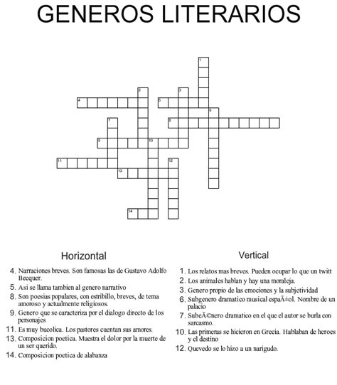 Crucigramas Cuaderno Interactivo De Lengua Castellana Y Literatura