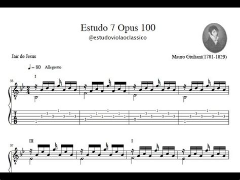 Estudo nº7 Allegretto da Opus 100 de Mauro Giuliani para violão