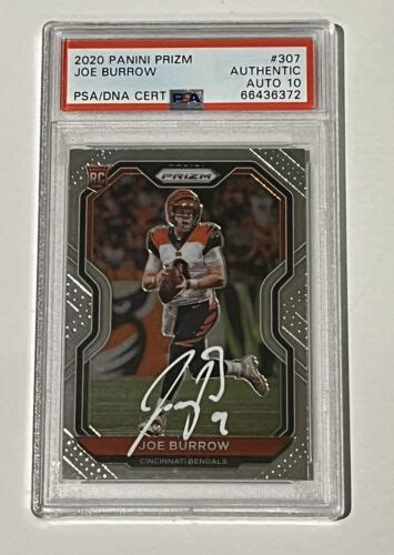 Joe Burrow Signed Panini Prizm Rookie Card Auto Psa Gem Mint