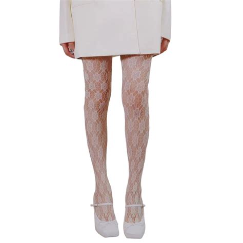 Women Fishnet Mesh Tights Vintage Flower Diamond Jacquard Pantyhose