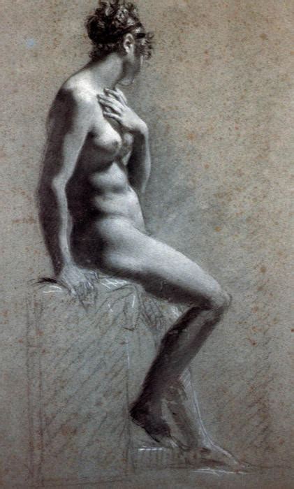 Gravura De Qualidade De Museu Seated Feminino Nude Por Pierre