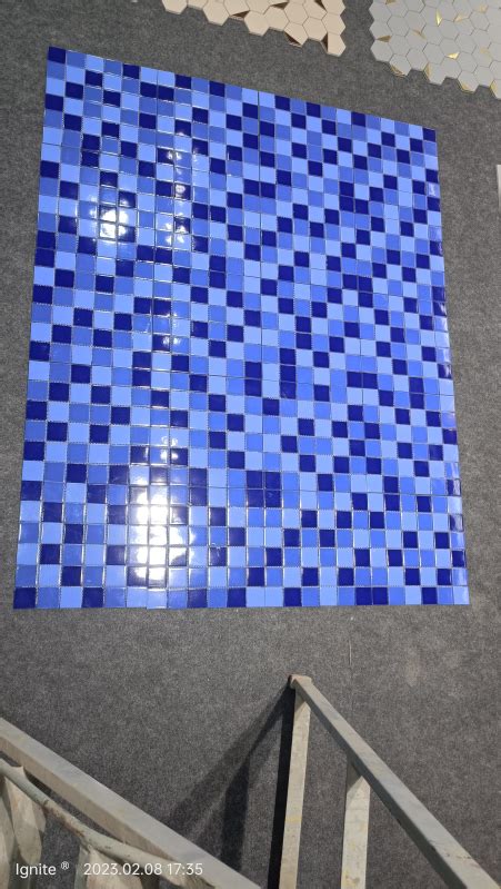 Blue Mix Square Polished Ceramic Porcelain Tile For Swimmingpool Size